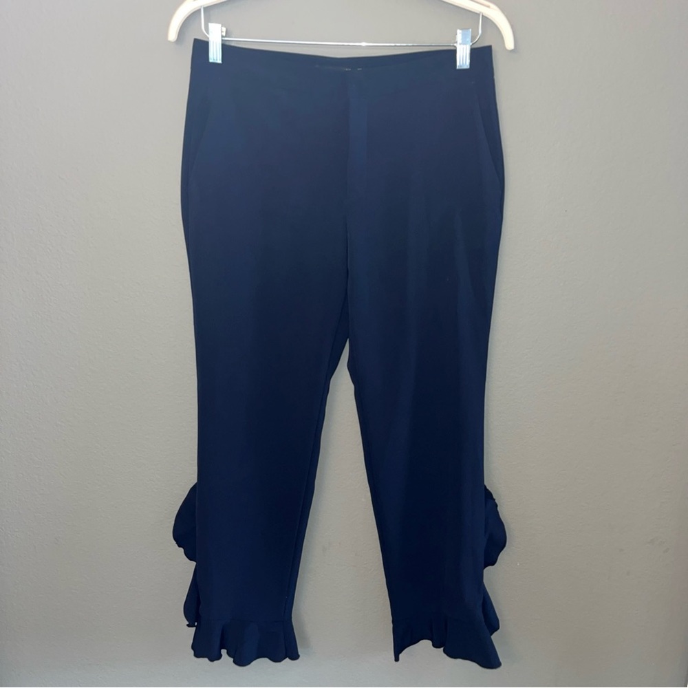 Zara Women's Basic Flowy Pants Size Medium,  Blue, Ruffle Botton